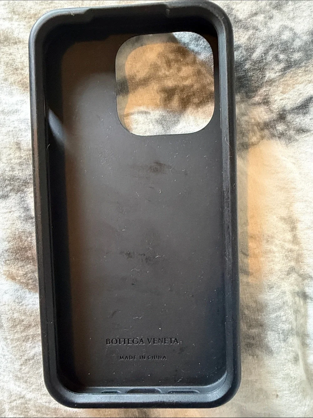 Bottega Veneta Black Woven-Pattern Phone Case